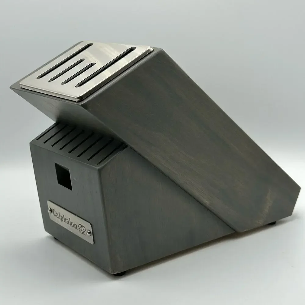 Calphalon Sharpening Knife Block 14 Slot Self Sharpen Gray Wood Finish NEW - Picture 4 of 7